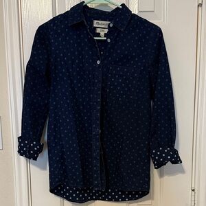 Madewell Dark Blue Polka Dot Button Down Shirt